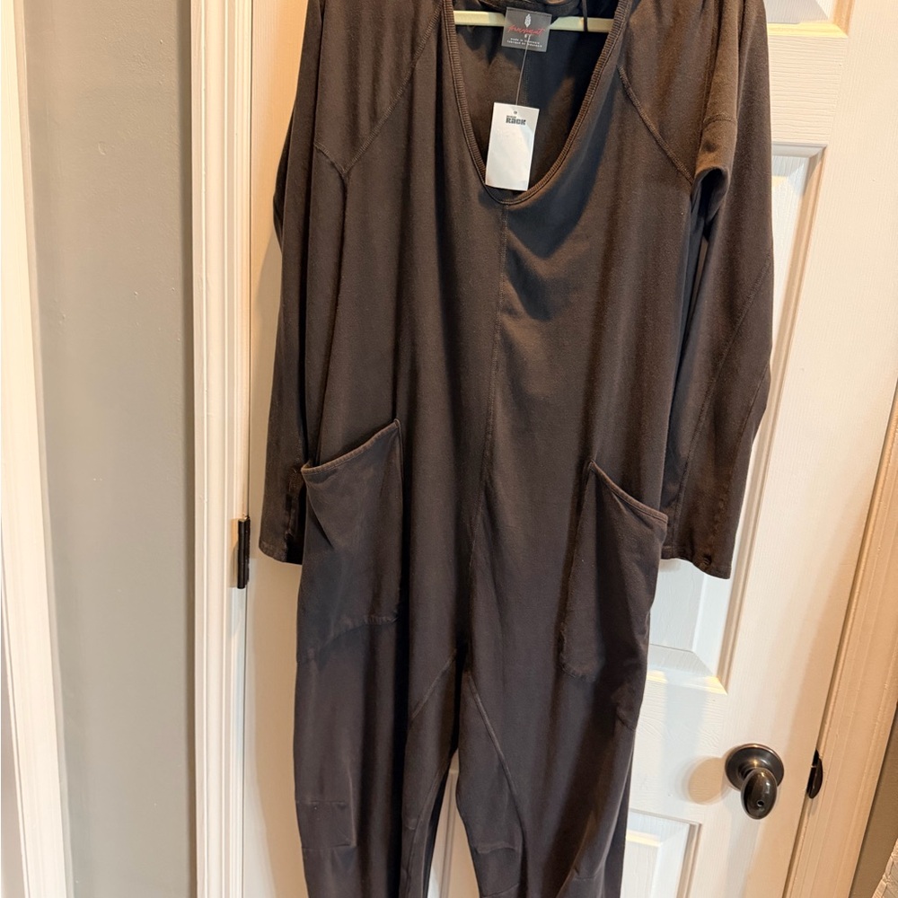 Free People Dark Brown Long Sleeve Jumpsuit